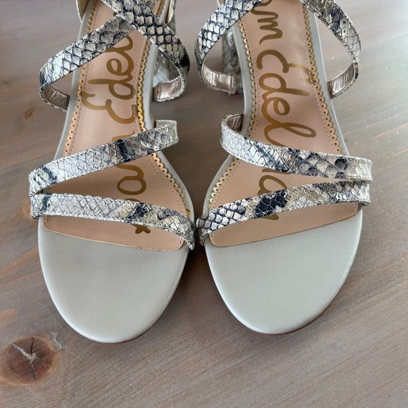 Sam Edelman Stacie Black & Cream Strappy Block Heel Sandal New! - Picture 5 of 6